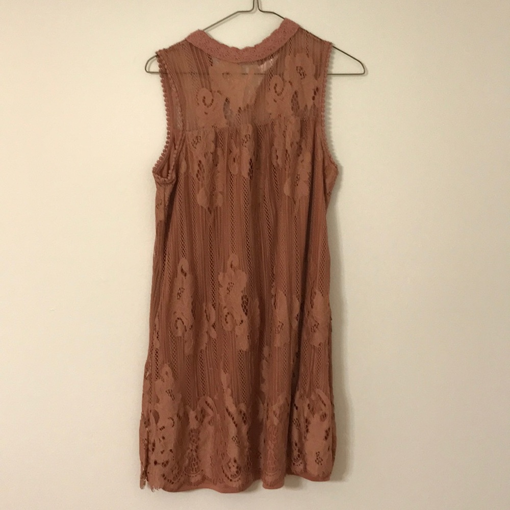 Blush high neck lace dress
